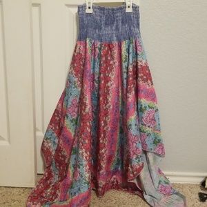 Cute denim floral maternity dress